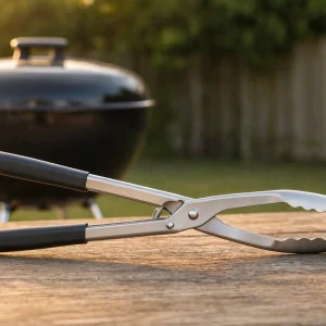 1 Heavy Duty Stainless Steel BBQ Grill Tongs Long Handle Scissor Cooking Tongs Comfort Grip