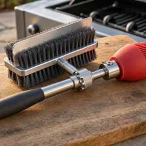 Heavy Duty Barbecue Grill Brush Stainless Steel Kitchen Sauce Pastry Mop Heat Resistant Bristles Gear