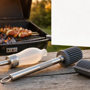 Professional Grade Metal BBQ Brush Detachable Silicone Head Heavy Duty Grilling Sauce Baster Tools