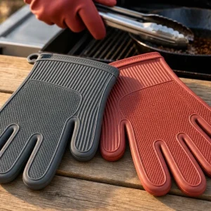 21 Extreme Heat Resistant BBQ Gloves Silicone Non Slip Kitchen Oven Mitts For Grilling Baking Cooking