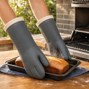 25 Extra Long Silicone Oven Mitts Heat Resistant Kitchen Cooking Gloves Safe For Baking Grilling