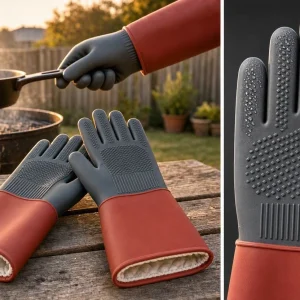 27 Heavy Duty Food Grade Silicone Grilling Gloves Waterproof Kitchen Oven Mitts For Outdoor Cooking