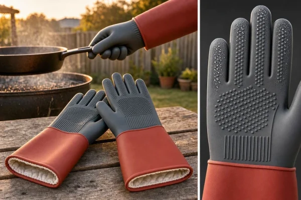 27 Heavy Duty Food Grade Silicone Grilling Gloves Waterproof Kitchen Oven Mitts For Outdoor Cooking