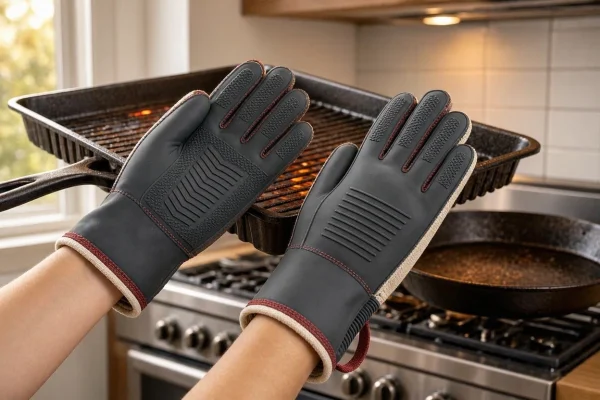 28 High Temperature Resistant BBQ Oven Gloves Five Fingers Flexible Grilling Mitts For Indoor Kitchen