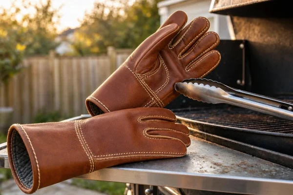 29 Premium Leather BBQ Gloves Heat Resistant Fireplace Smoker Mitts For Grilling And Outdoor Cooking