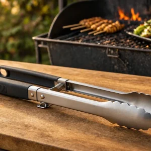 8 Extra Long Stainless Steel Kitchen Tongs Heat Resistant Handles Heavy Duty BBQ Tweezers