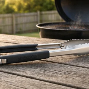 Stainless Steel BBQ Grill Tongs Non Slip Comfort Handle Outdoor Barbecue Cooking Clamps